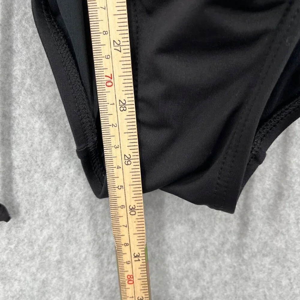 Michael Kors One Piece Swimsuit Size 10 Black Ruched Sides Adjustable Leg Logo